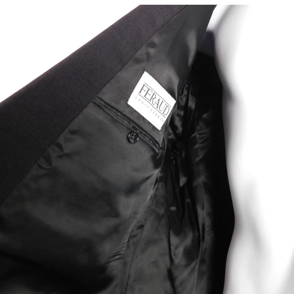 FERAUD Paris Double Breasted‎ Wool Blend Suit Jacket Blazer Dark Gray Sz 44 D31